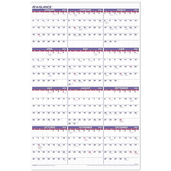AT-A-GLANCE Yearly Wall Calendar, Extra Large, 24" x 36"