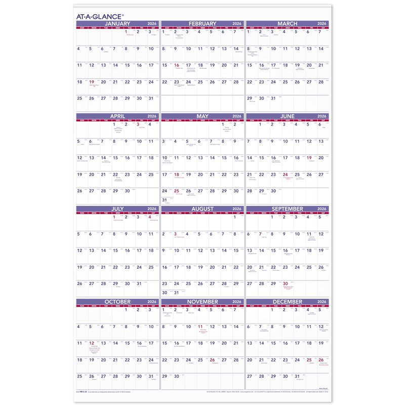 AT-A-GLANCE Yearly Wall Calendar, Extra Large, 24" x 36"