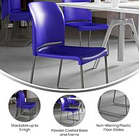 Flash Furniture Hercules Series 880 lb. Capacity Blue Full Back Contoured Stack Chair with Gray Powder Coated Sled Base