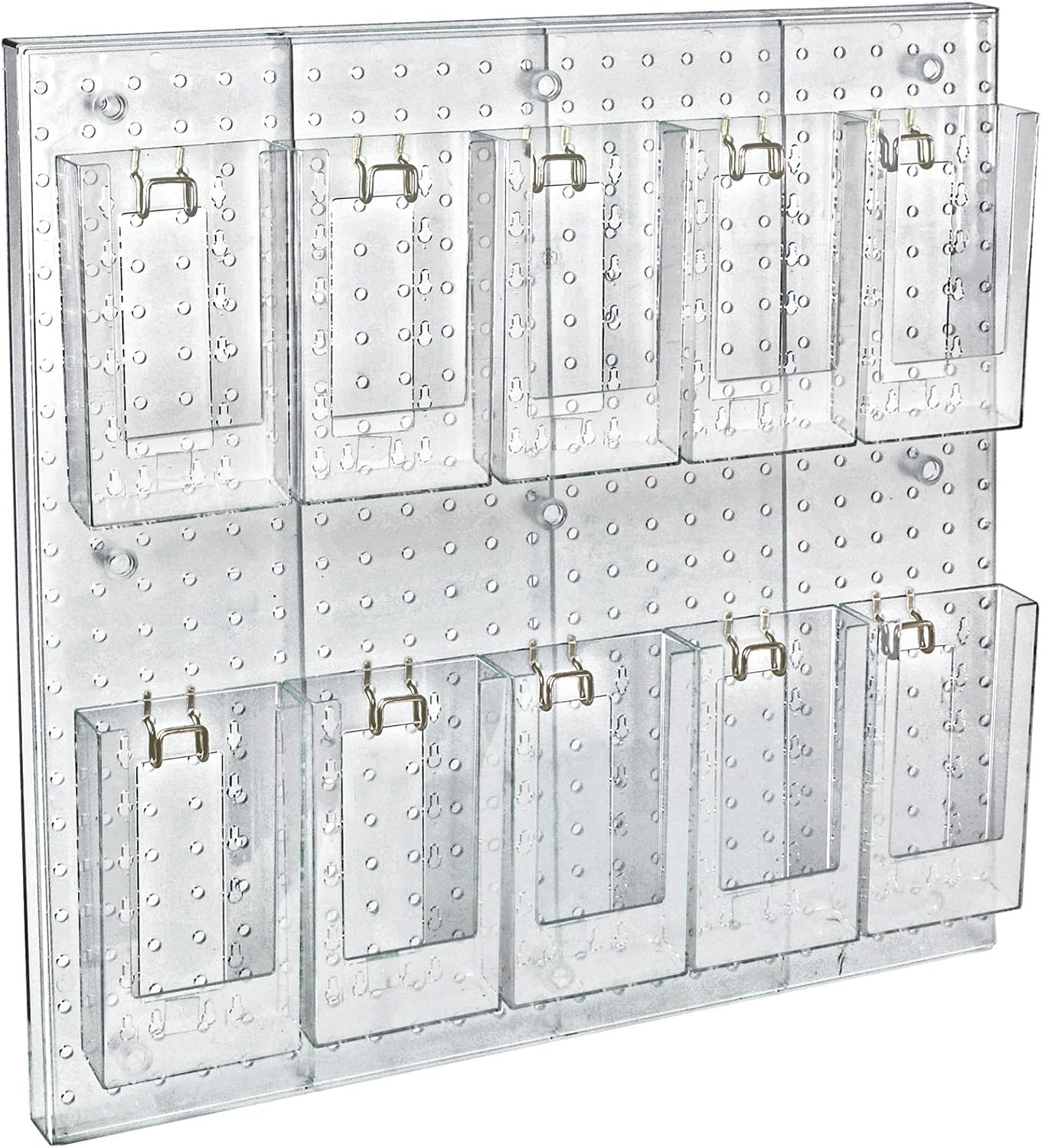 Azar Displays Multi-Tier Acrylic Pegboard Wall Brochure Holder