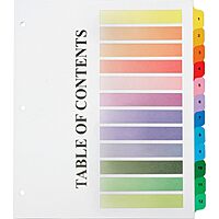 SKILCRAFT Numerical Tab Set, 8 1/2in x 11in, 30% Recycled, Set Of 12, Assorted Colors (AbilityOne 7530-01-621-5258)