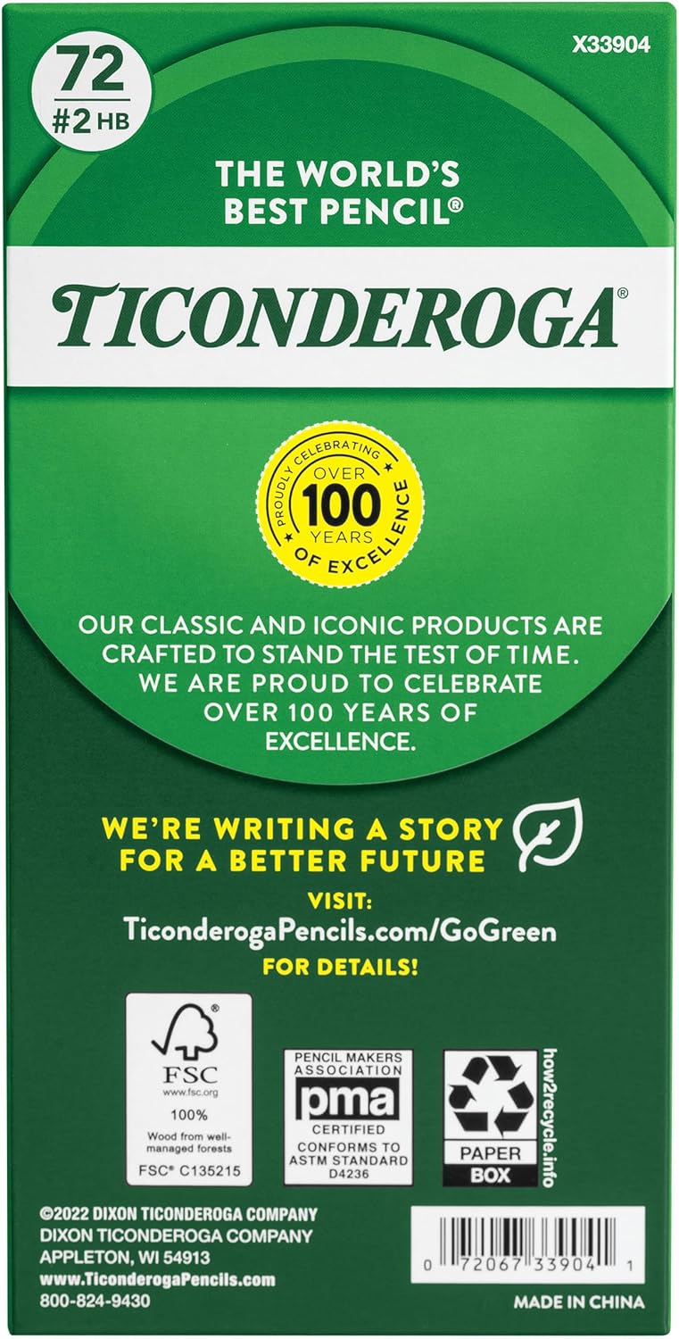 TICONDEROGA Premium Wood-Cased #2 (HB) Pencils, Yellow