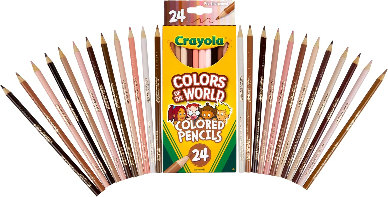 Crayola Colors of the World Colored Pencil Set (24ct), Skin Tone Colored Pencils for Kids, Coloring Book Pencils