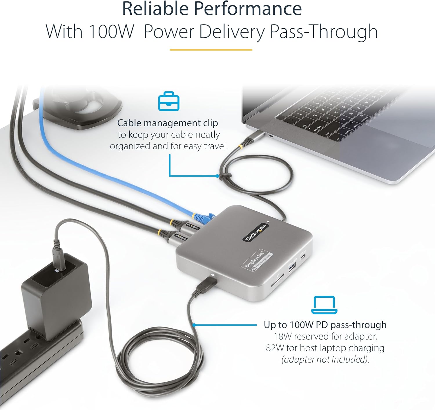 StarTech.com USB C Docking Station, Dual 4K 60Hz HDMI Hub for MacBook Pro (M1/M2/M3/M4) and Windows, USB-A/USB-C 10Gbps Hub