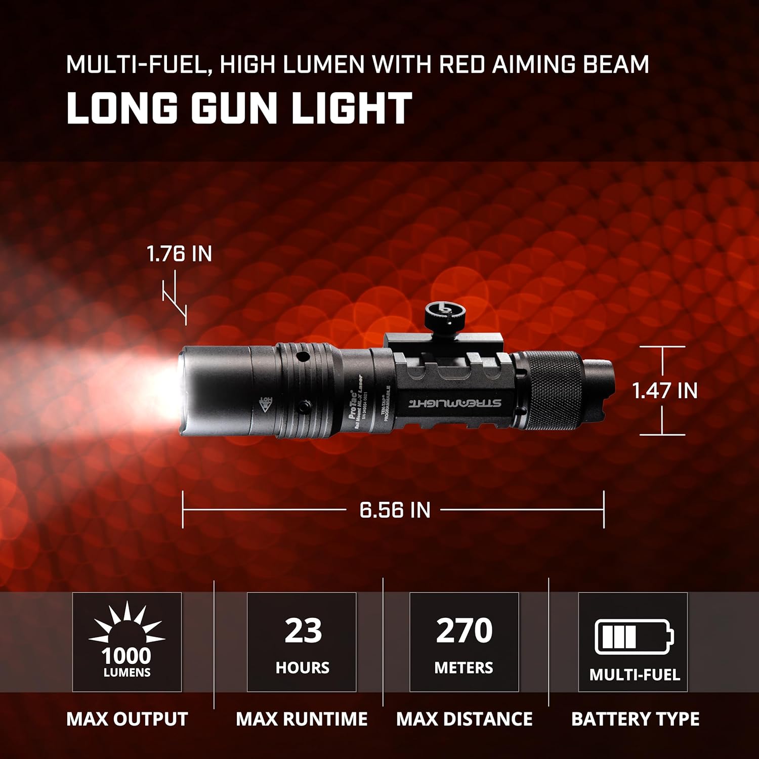 Streamlight 88090 ProTac Rail-Mount HL-X USB 1000-Lumen Rechargeable Multi-Fuel Weapon Light with Integrated Red Aiming Beam