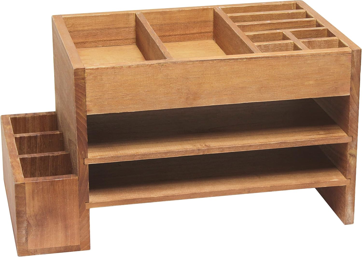 Elegant Designs Home Office Wood Tiered Desk Organizer with Storage Cubbies and Letter Tray