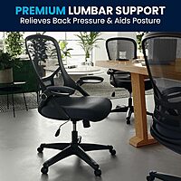 Flash Furniture Porter High-Back Mesh Ergonomic Swivel Office Chair with Adjustable Lumbar Support and Flip-Up Armrests