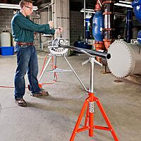 RIDGID 56662 Model VJ-99 V Head High Pipe Stand, 12-inch Pipe Stand, Red