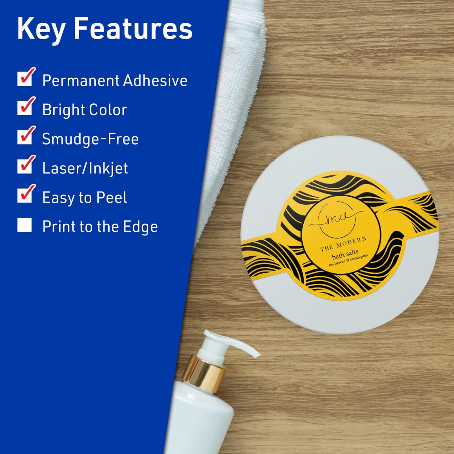 Avery Printable Wraparound Band Labels, Sure Feed Technology, 2-3/8" x 8", Bright Yellow, Cigar