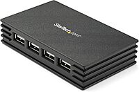 StarTech.com 4 Port Compact Black USB 2.0 Hub - Bus-powered or with Included Power Adapter - Portable Mac/PC laptop hub