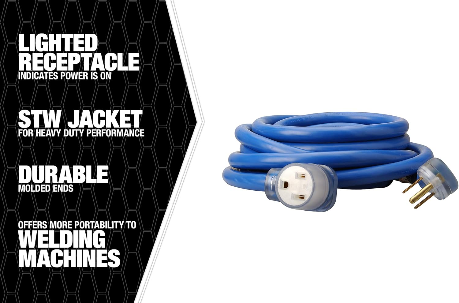 Southwire Extra Heavy Duty Extension Cord, 25Ft, 8 Gauge, 40 AMP, 250 Volt, Welding Cord, STW, Blue, 19178806 25 ft