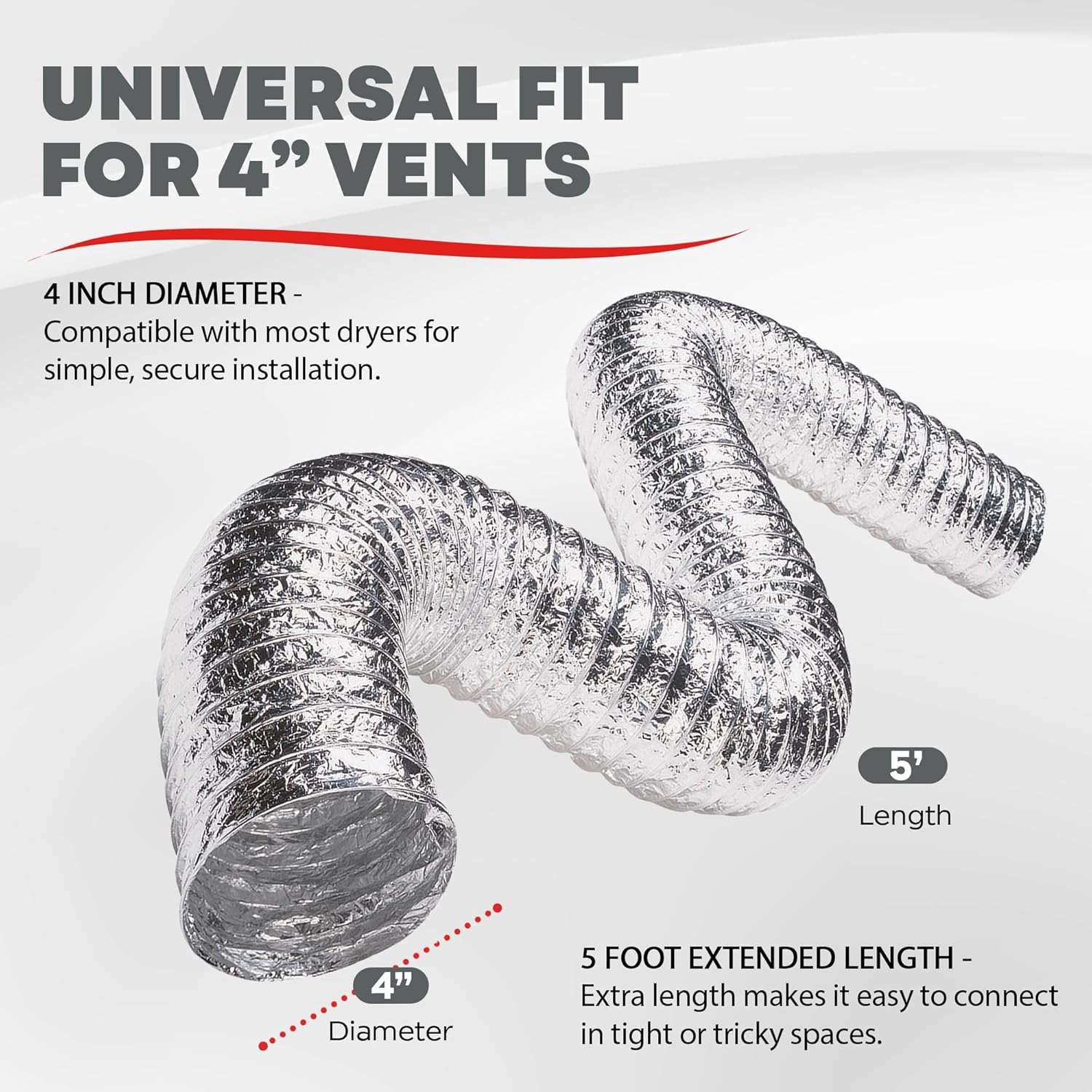 DEFLECTO Supurr-Flex 5-Ply 4in Aluminum Dryer Vent Duct