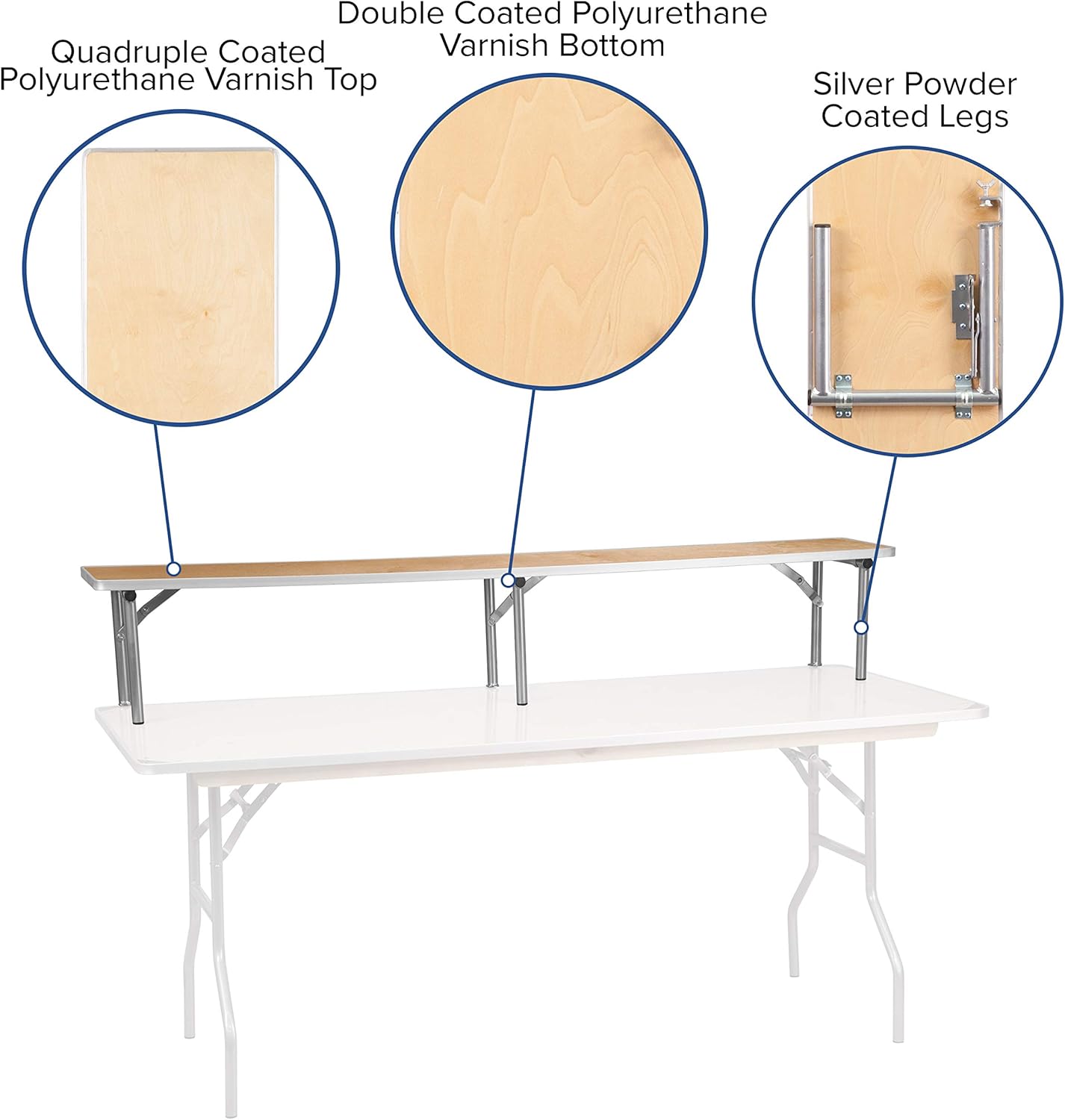 Flash Furniture Fielder 6-Foot Rectangular Birchwood Folding Banquet Table with Metal Edges and Amara 72'' x 12'' x 12''