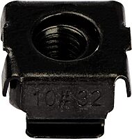 StarTech.com 10-32 Cage Nuts - 50 Pack - Rack Mount Clip Nuts - for Square Hole Server Rack - Black, TAA (CABCAGENUTS1032)