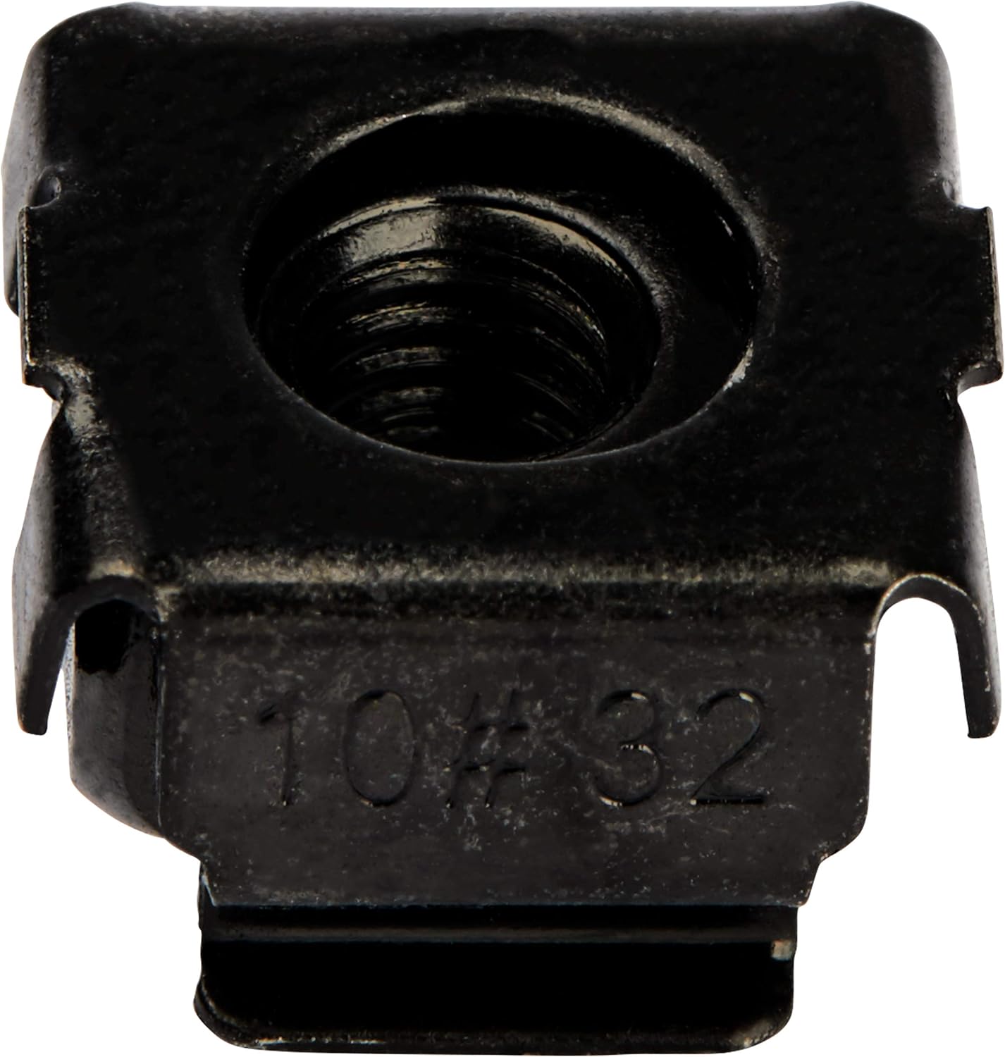 StarTech.com 10-32 Cage Nuts - 50 Pack - Rack Mount Clip Nuts - for Square Hole Server Rack - Black, TAA (CABCAGENUTS1032)