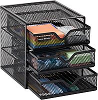 Mind Reader Desktop Accessory Storage, Desk Supplies, Organizer, Office, Metal Mesh, 6.25" L x 6.5" W x 6.5" H, Black 6.25"L x 6.5"W x 6.5"H 3 Drawers