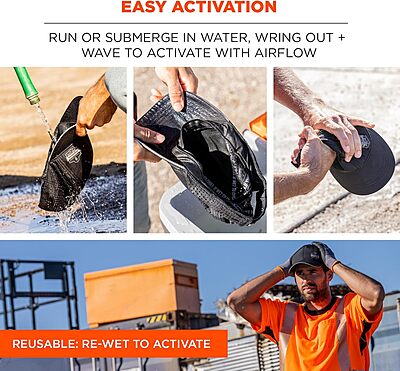 Ergodyne Standard Performance Cooling Baseball Hat, Black