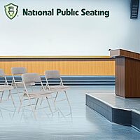 National Public Seating 2302 Deluxe Fabric Upholstered Triple Brace Double Hinge Premium Folding Chair, Graystone Surface