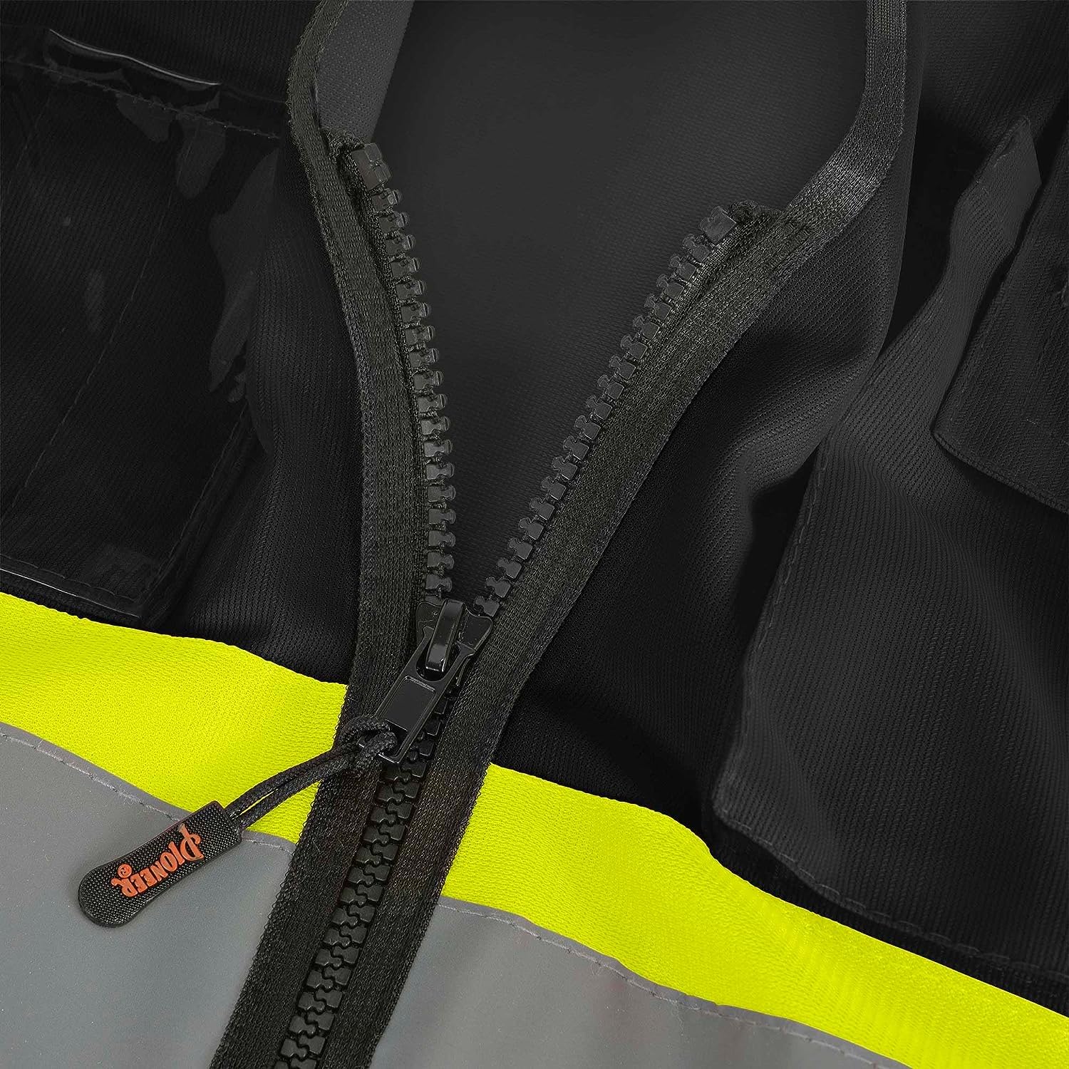 Pioneer Hi-Vis Reflective Safety Vest, Solid Neon, 8 Pockets, Zipper, Adjustable