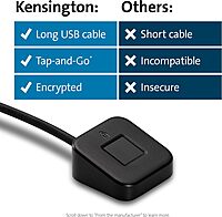 Kensington VeriMark Desktop USB Fingerprint Key Reader - Windows Hello, FIDO U2F, FIDO2 (K62330WW)