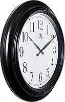 Infinity Instruments 24 inch Traditional Large Non-Ticking Silent Battery Operated Easy to Read Wall Clock for Living Room, Bedroom, Kitchen, Home Office, Black