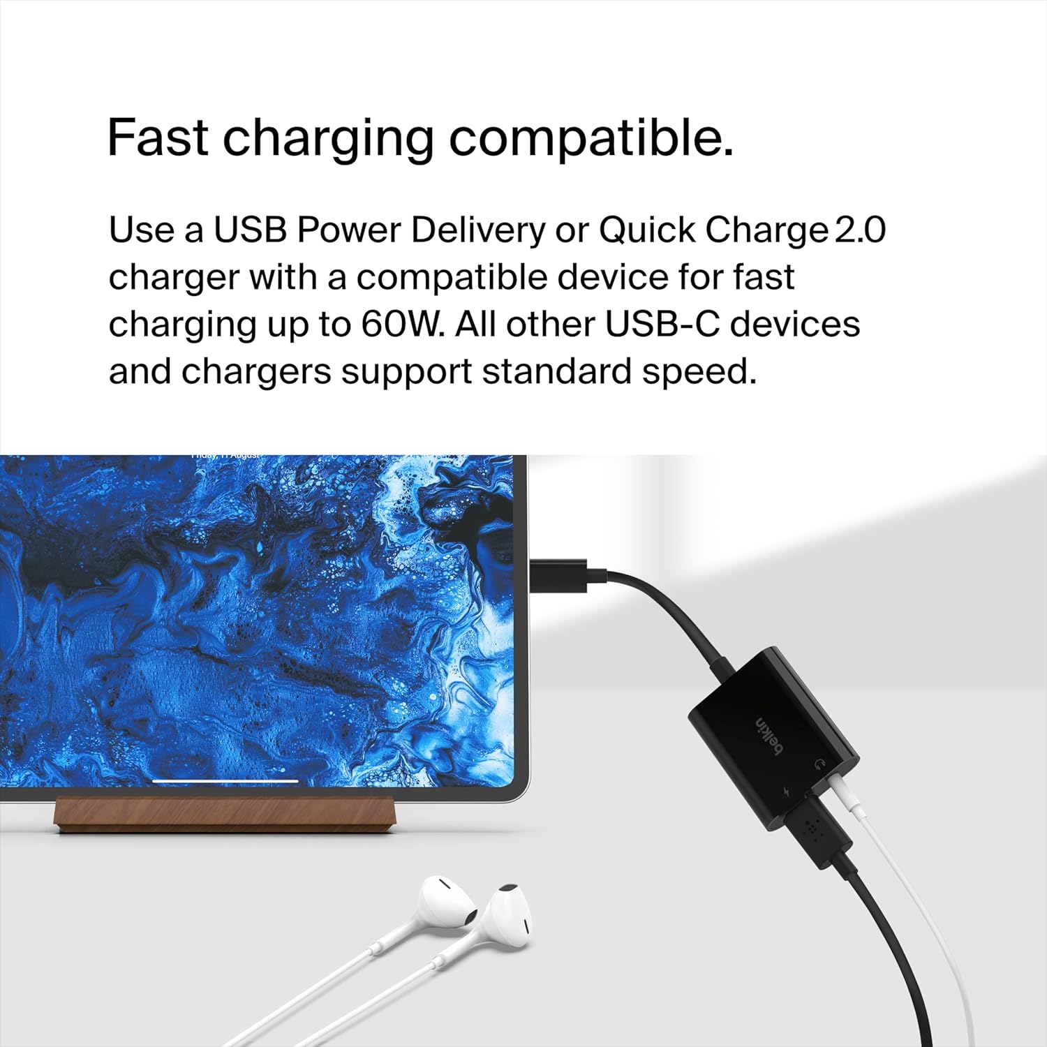 Belkin RockStar™ 3.5mm Audio with USB-C Charge Adaptor Included, USB-C Audio Adaptor Compatible with iPad Pro, Galaxy, Note
