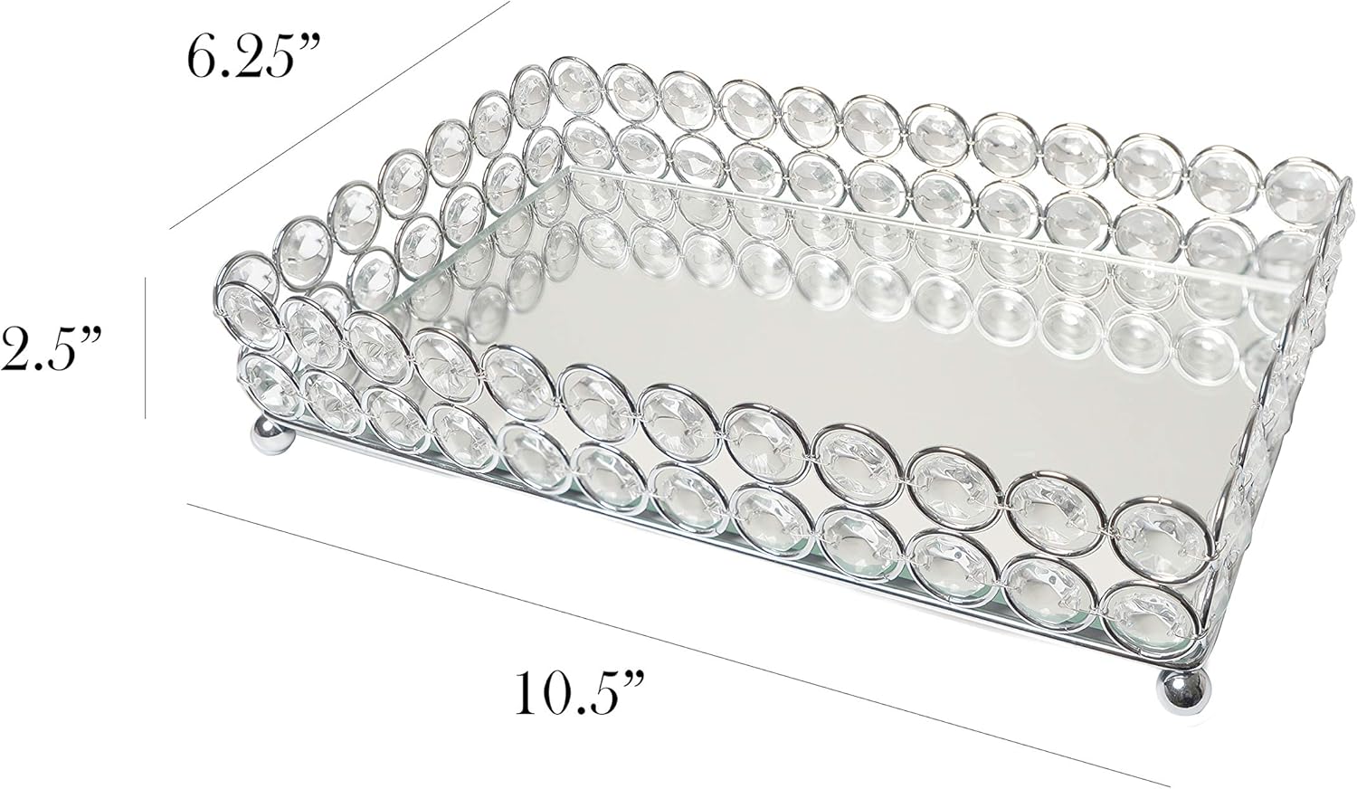Elegant Designs HG1010-CHR Elipse Crystal Decorative Mirrored Jewelry or Makeup Cosmetic Perfume Vanity Organizer Tray