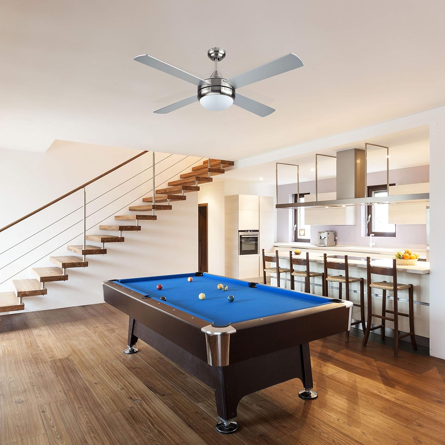 BLACK+DECKER 52 in. Ceiling Fan with Light and Remote - Brushed Nickel