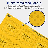 Avery Printable Arched Square Labels with Sure Feed Technology, 2" x 2-3/16", Bright Yellow, Print-to-the-Edge, Laser/Inkjet