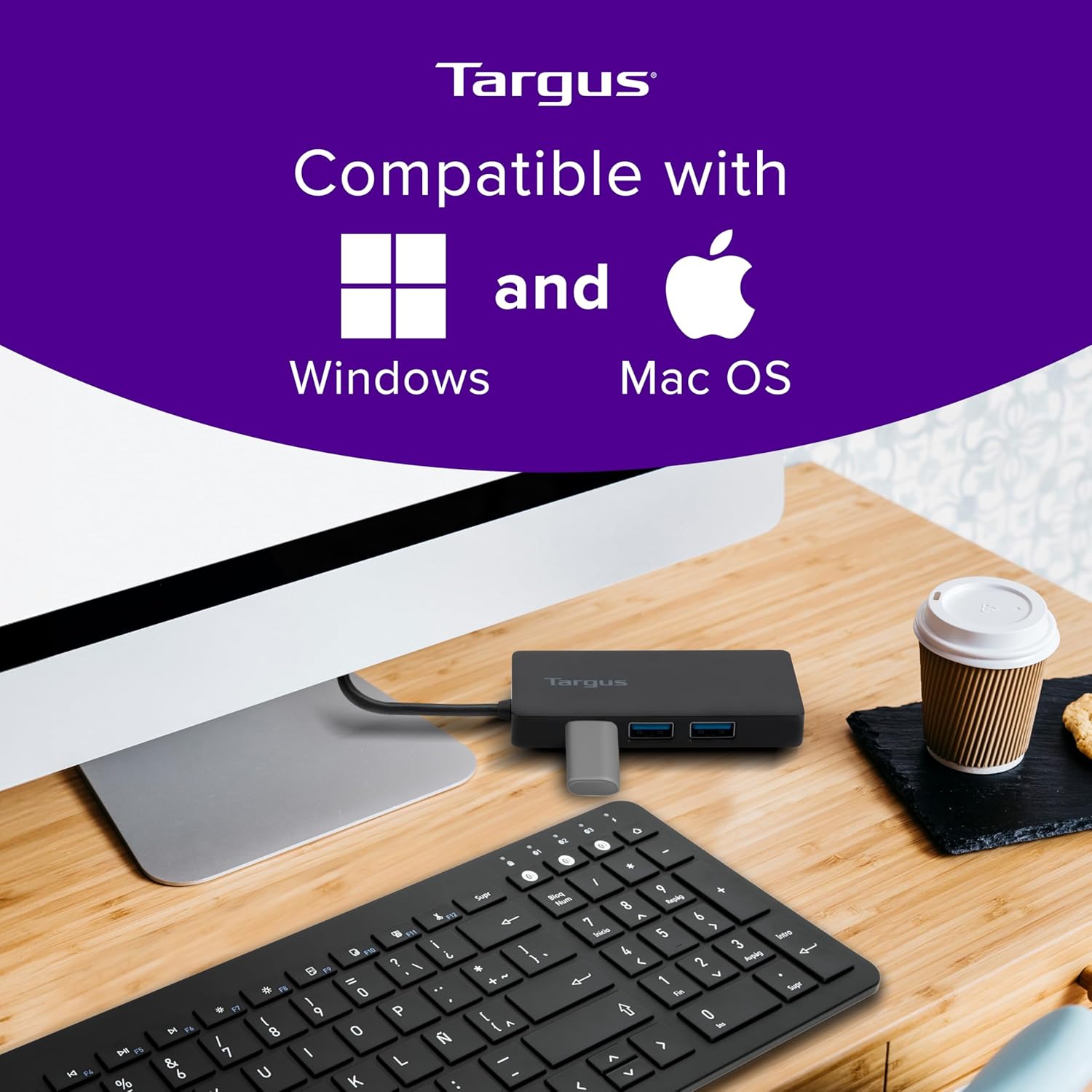 Targus 4-Port USB 3.0 SuperSpeed Hub, 2.75inH x 0.5inW x 0.5inD