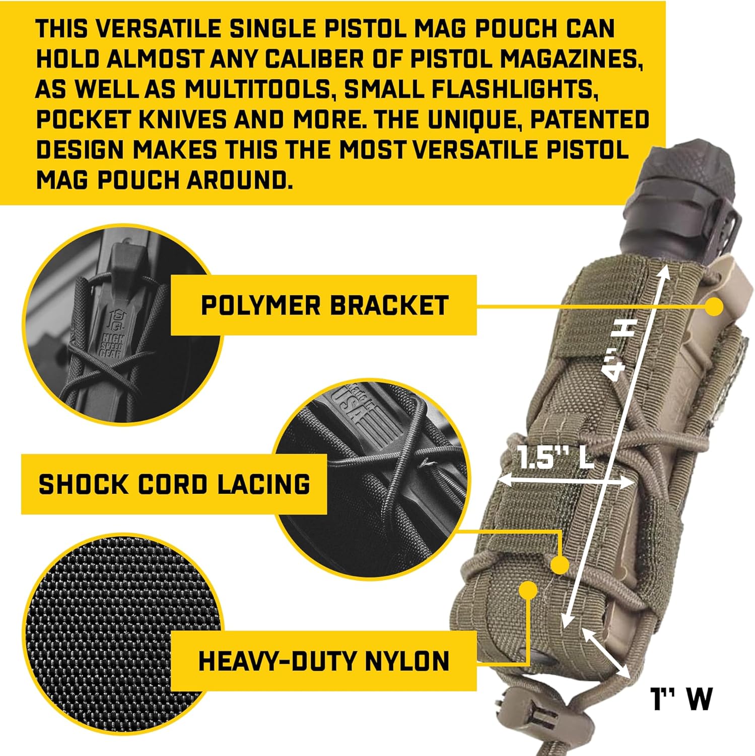 High Speed Gear Pistol TACO Single Magazine Pouch, MOLLE