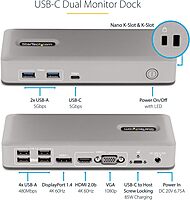 StarTech.com Dual-Monitor USB-C Docking Station, DisplayPort & HDMI or VGA, Multi Monitor Dock up to 4K 60Hz - USB 3.2/3.1 (5Gbps) Type-C Dock - 7X USB Hub, 85W PD, Windows & ChromeOS, TAA
