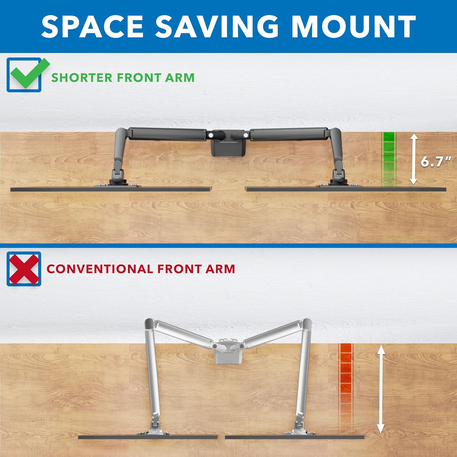 Mount-It! Dual Monitor Arm for 2 Monitors 17" to 32" Screens, Holds 19.8lbs per Arm, Height Adjustable, Tilt/Swivel/Rotate