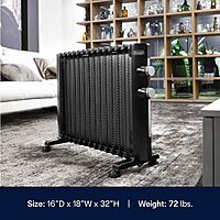 DeLonghi Mica Panel Space Heater, 1500W quiet electric space heater for indoor use, adjustable thermostat