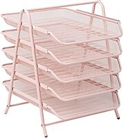 Mind Reader 5-Tier Paper Tray, Desktop Organizer, File Storage, Office, Metal Mesh, 11.75" L x 14" W x 14.5" H