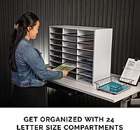 Fellowes 25041 Literature Organizer - 24 Compartment, Letter, Dove Gray