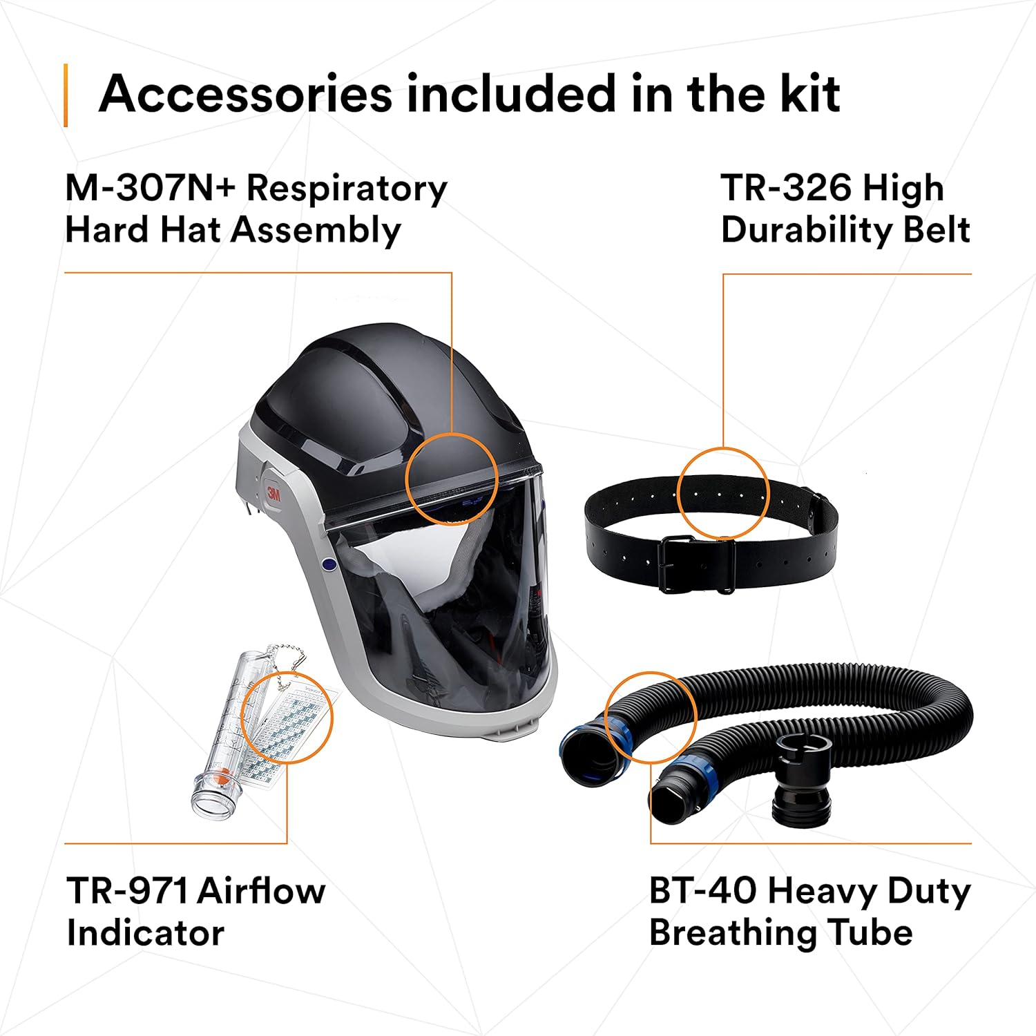 3M PAPR Respirator, Versaflo Powered Air Purifying Respirator Kit, TR-300N+ HIK, Heavy Industry, Hard Hat Assembly