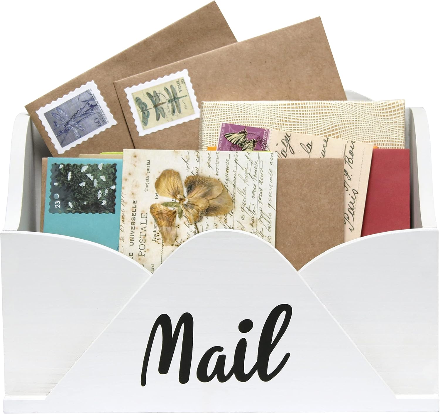 Elegant Designs Homewood Farmhouse Wooden Decorative Envelope-Shaped Desktop Letter Holder