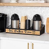 Mind Reader Airpot Serving Station, Coffee Bar Accessories, Countertop Organizer, Wire Mesh, 24" L x 12" W x 6" H, Black