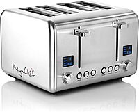 MegaChef 4-Slice Stainless Steel Toaster, Silver
