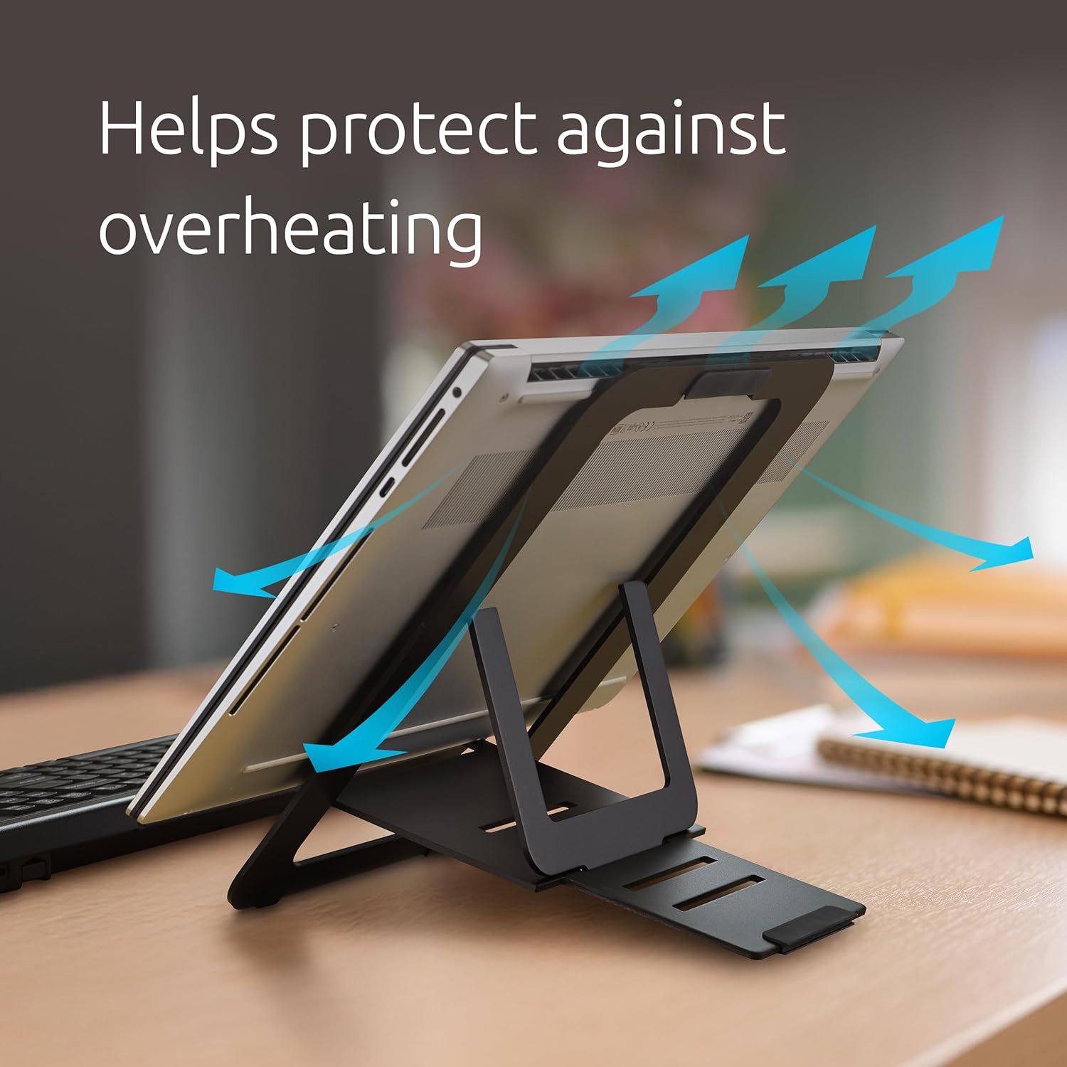 Kensington Adjustable Aluminum Laptop Stand for Desk, Ultra-Slim Lightweight Foldable Portable Notebook Holder