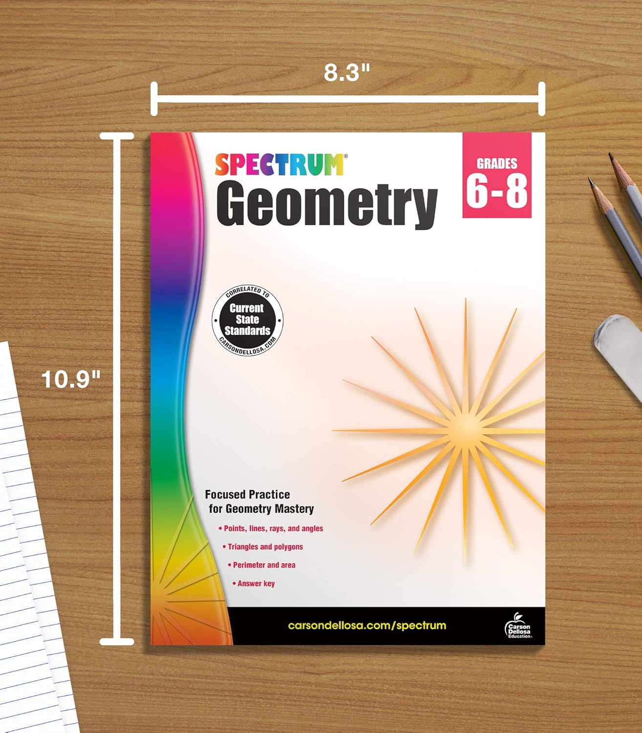 Spectrum Grades 6-8 Geometry Math Workbook, Mathematics Book for Kids Ages 11 to 14 Covering Geometric Shapes, Perimeter