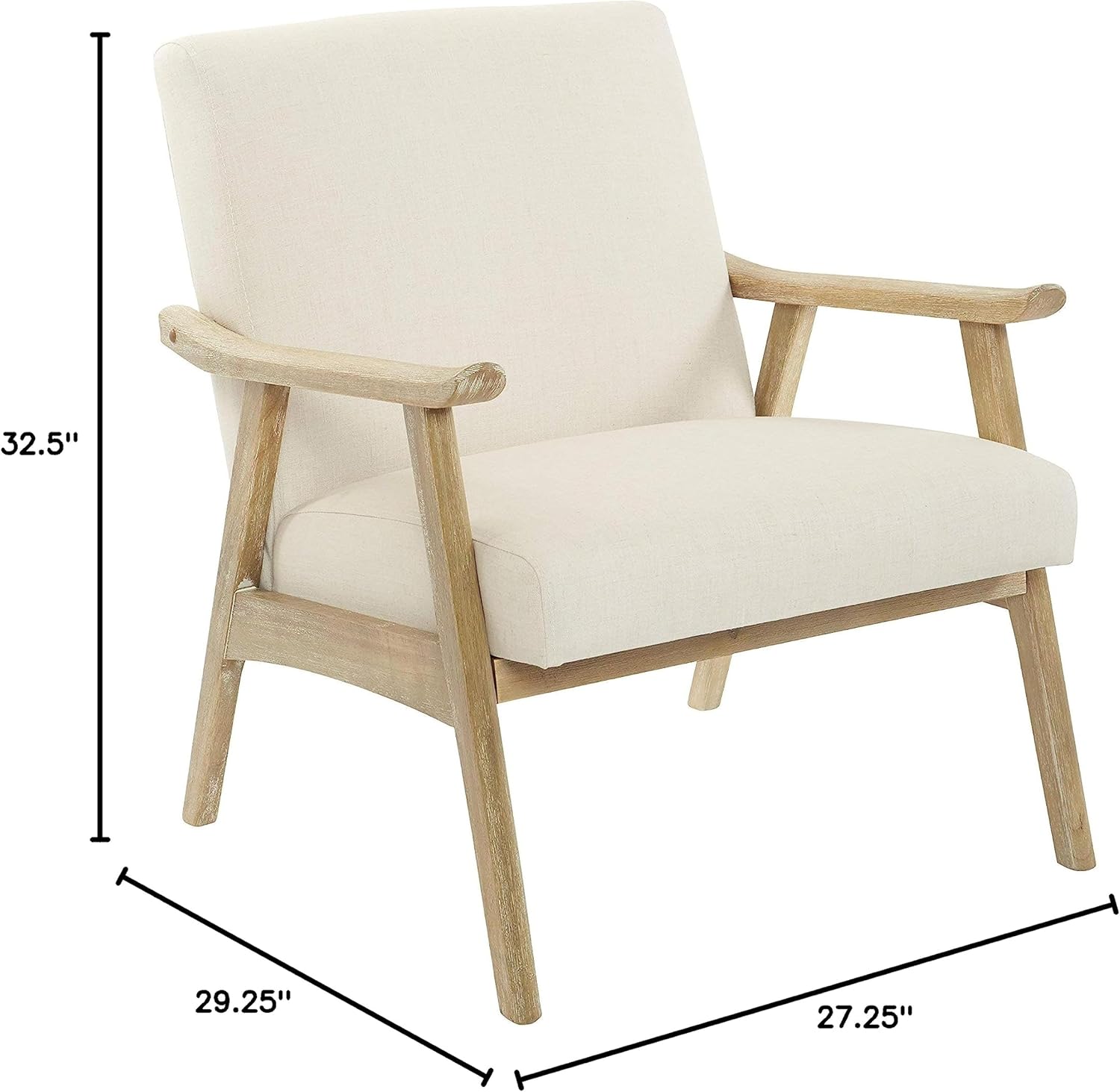 OSP Home Furnishings Weldon Chair in Linen Fabric with Brushed Natural Finished Frame