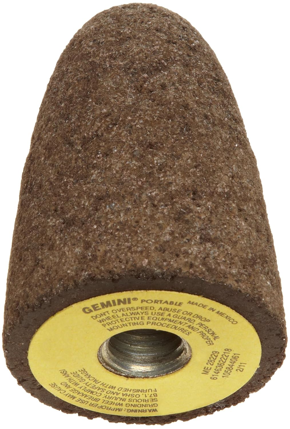 Norton Gemini Snagging Abrasive Cone Type 16, Aluminum Oxide, Square Tip, 5/8"-11 Arbor, 1-1/2" Diameter, 3" Thickness