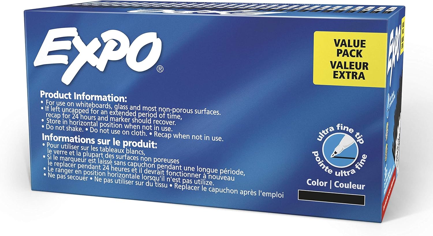 EXPO Low Odor Ultra Fine Dry Erase Markers, Black, 36 Count
