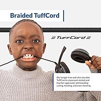 Cyber Acoustics Stereo USB Headset (AC-5008A), in-line Controls for Volume & Mic Mute, Adjustable Mic Boom for PC & Mac, Perfect for Classroom or Home USB-A