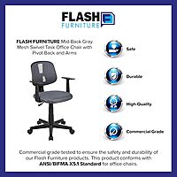 Flash Furniture Flash Fundamentals Mid-Back Mesh Swivel Task Office Chair with Pivot Back and Arms