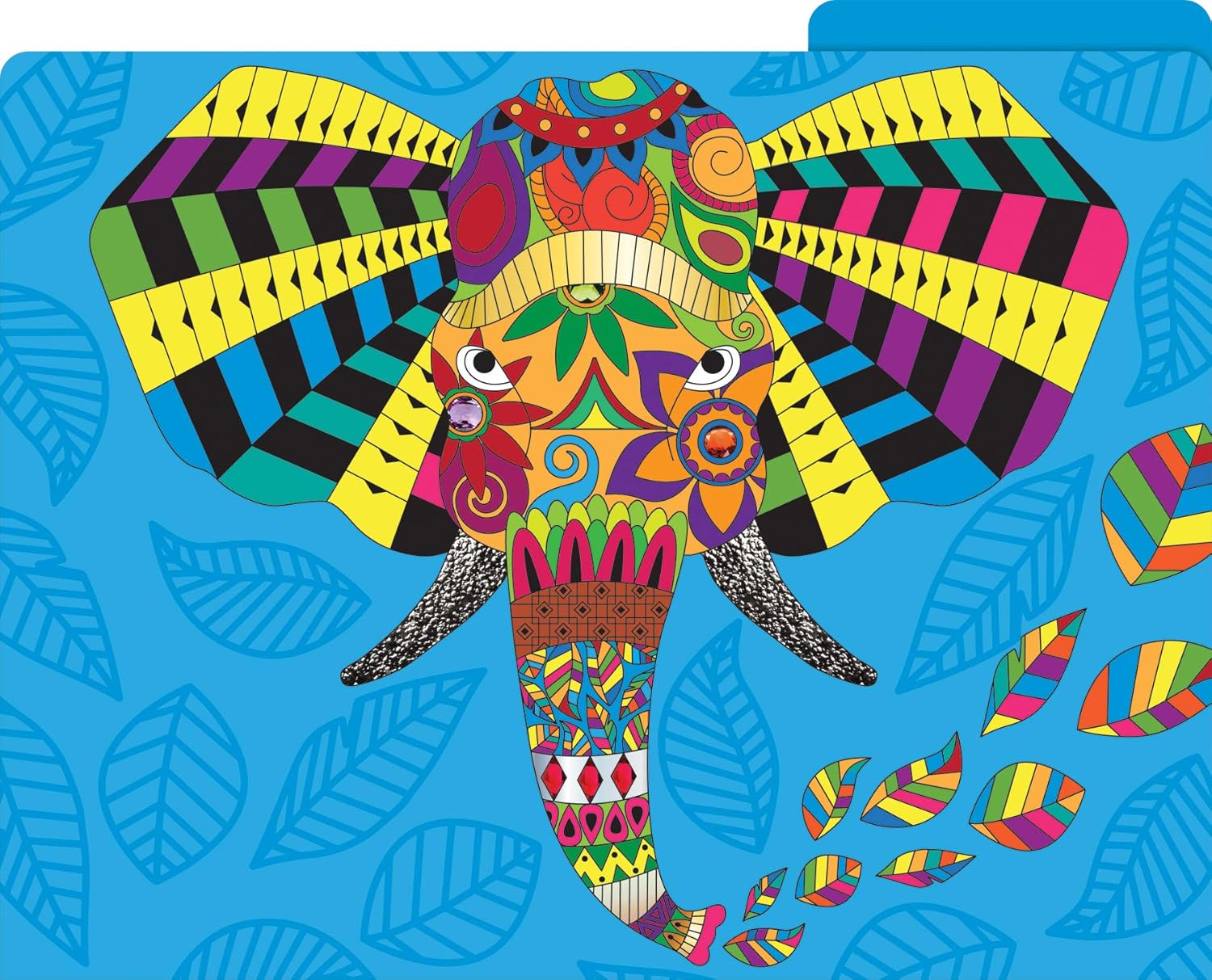 BARKER CREEK Designer File Folders Set of 12, Boho Animals, Multi-Design, Bohemian on Outside, Solid Colors on Inside