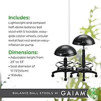 Gaiam Balance Ball Chair Stool, Half-Dome Stability Ball Adjustable Tall Office Black | 33-Inch
