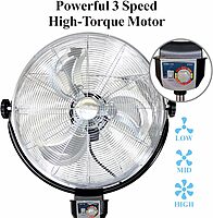 Optimus 20in Adjustable Industrial-Grade HV Oscillating Stand Fan With Chrome Grill, 30in x 24in, Black